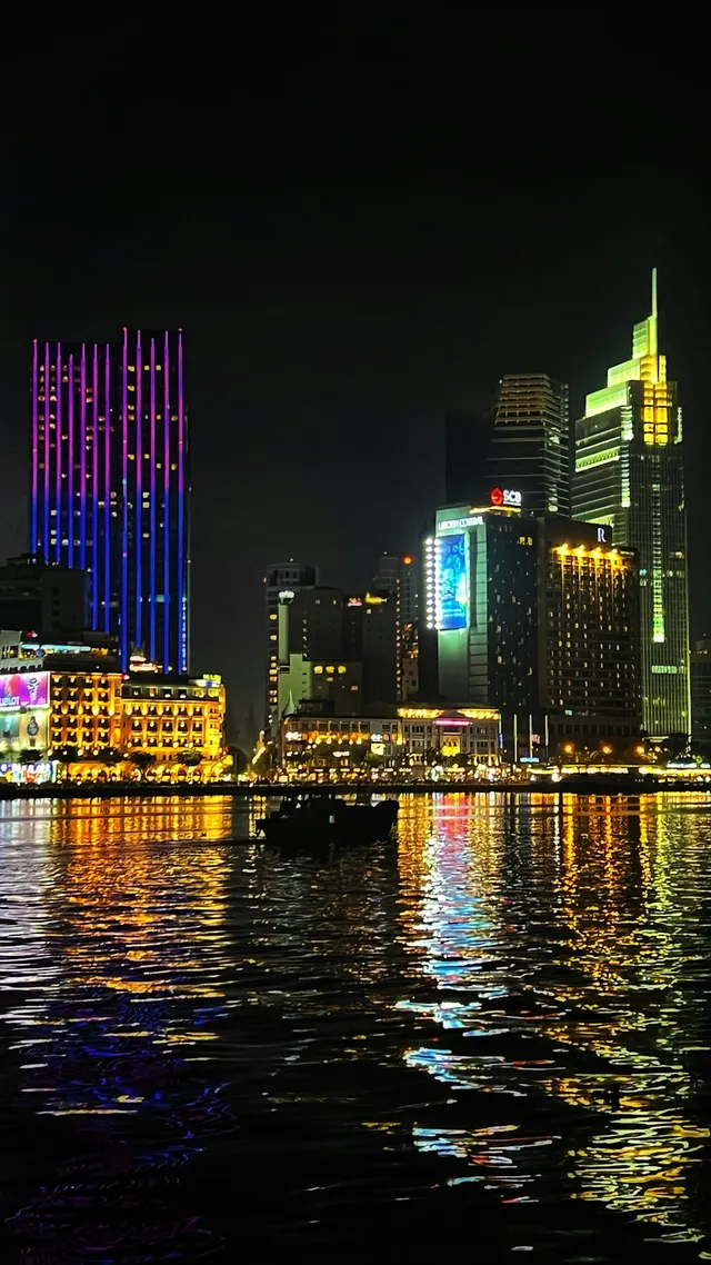 Vietnam night city lights scenic
