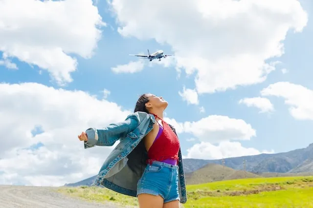 people-portrait-with-plane-flyin