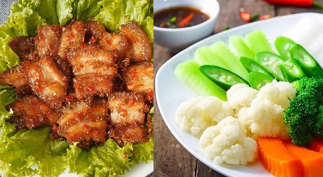 thit-heo-chien-sa-ot-rau-luoc