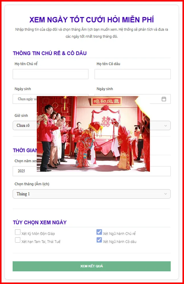 Xem ngày cưới theo ngày sinh hợp phong thủy
