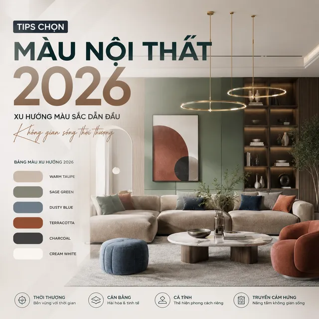 Tip chọn màu nội thất 2026: hiện đại không lỗi thời