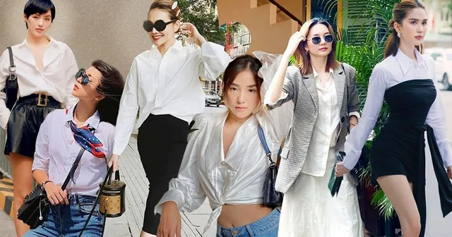 7 cách phối sơ mi trắng mùa hè như sao Việt