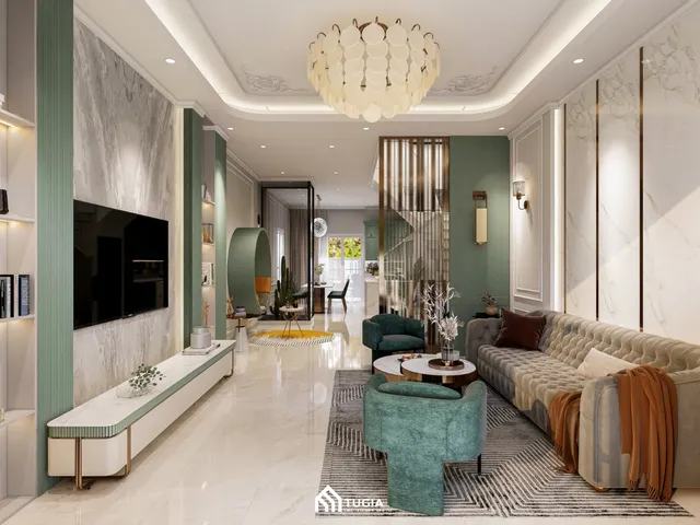 Xu hướng thiết kế nội thất phòng khách nhà ống đẹp 2026