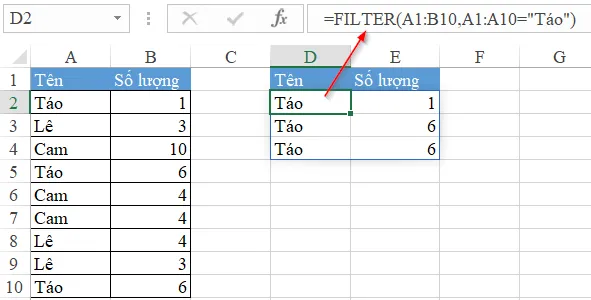 Hướng dẫn dùng hàm FILTER Excel quản lý shop thời trang