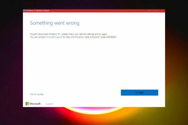 Khắc phục nhanh: lỗi cập nhật windows 0x80190001