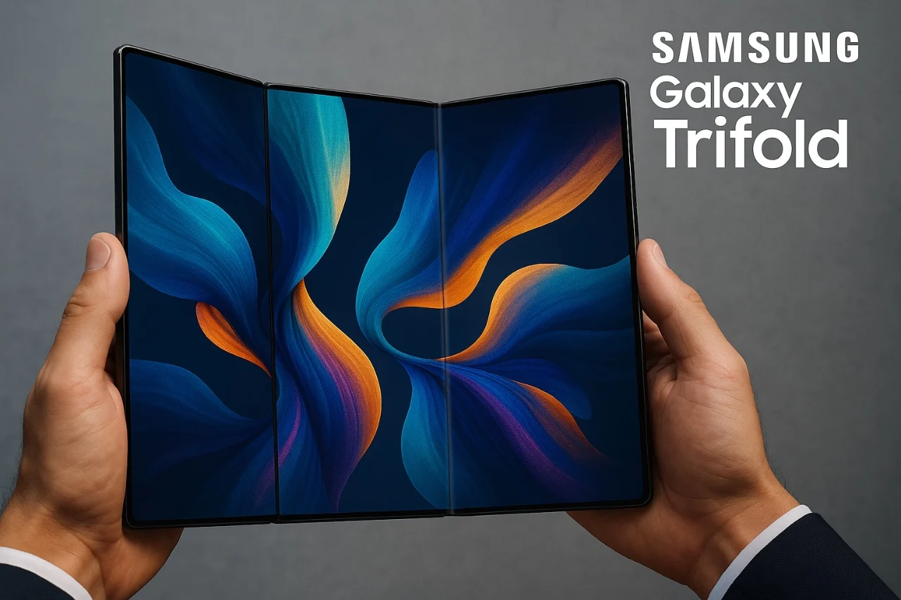 Galaxy Z TriFold ở trạng thái gấp, thiết kế ba lần độc đáo