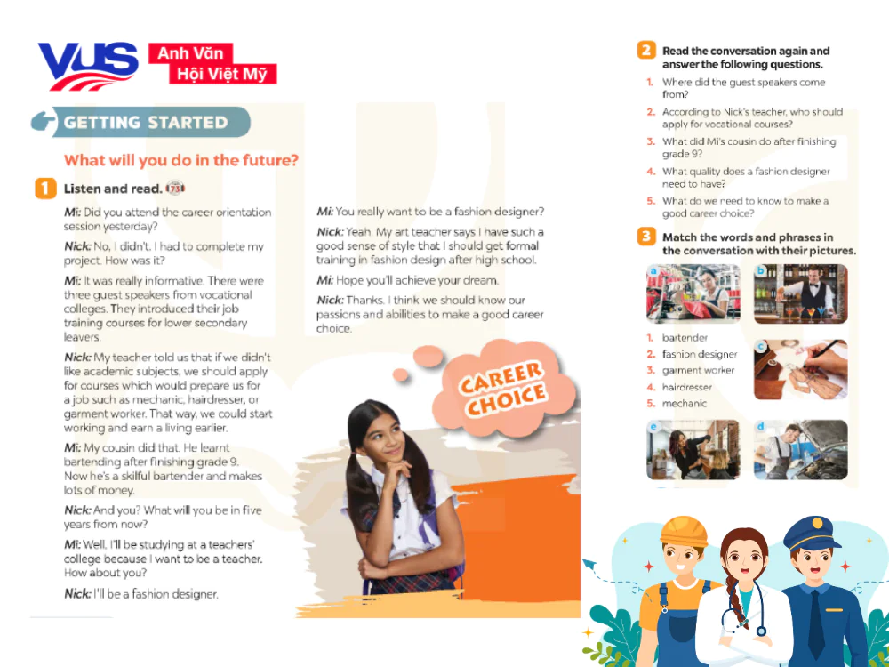Soạn Tiếng Anh 9 Unit 12 phần Getting Started – Career Choices