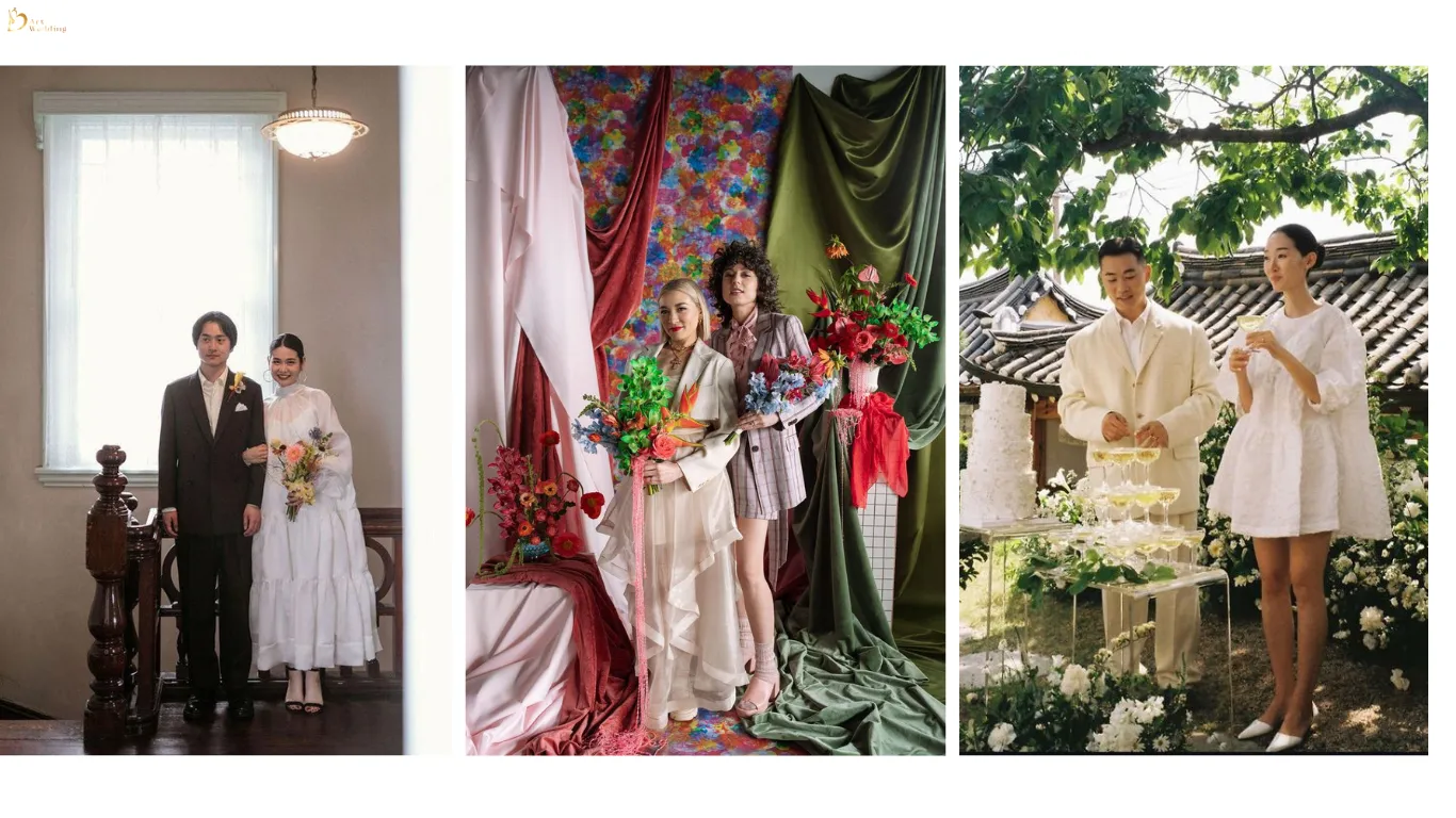 Trang phục cưới phá cách non-traditional với thiết kế cá tính và màu sắc đặc biệt - nguồn từ B Art Wedding