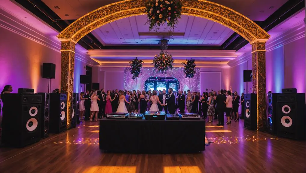 Personalized wedding playlist setup with DJ equipment and custom music programming for wedding reception