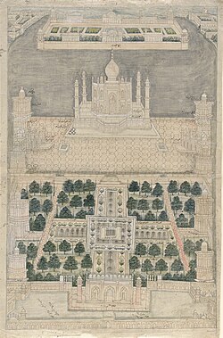 Toàn cảnh quần thể Taj Mahal từ trên cao, Agra