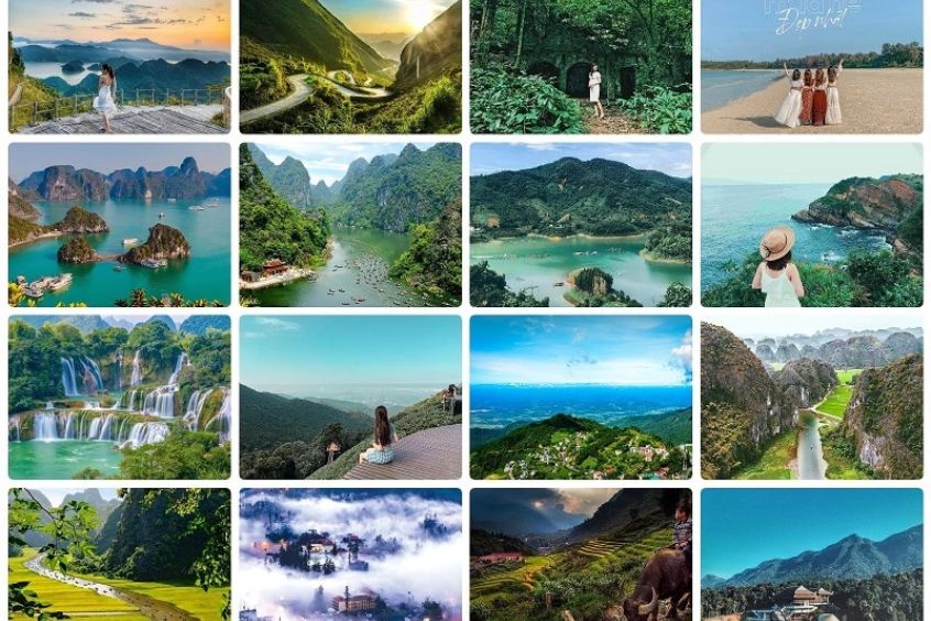 Khung cảnh du lịch miền Bắc với núi non, biển đảo và đồng bằng