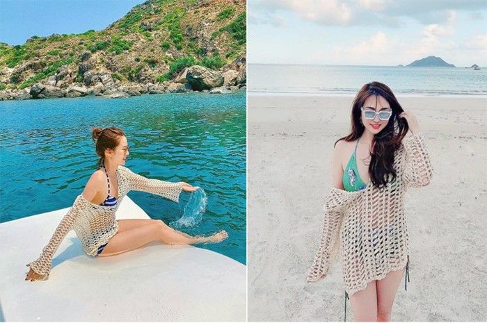 Bikini phối cùng áo khoác lưới tạo hiệu ứng quyến rũ