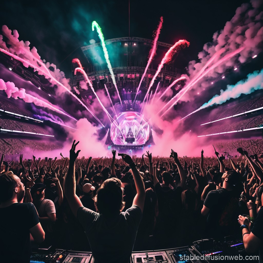 Đêm nhạc EDM sôi động với ánh sáng rực rỡ