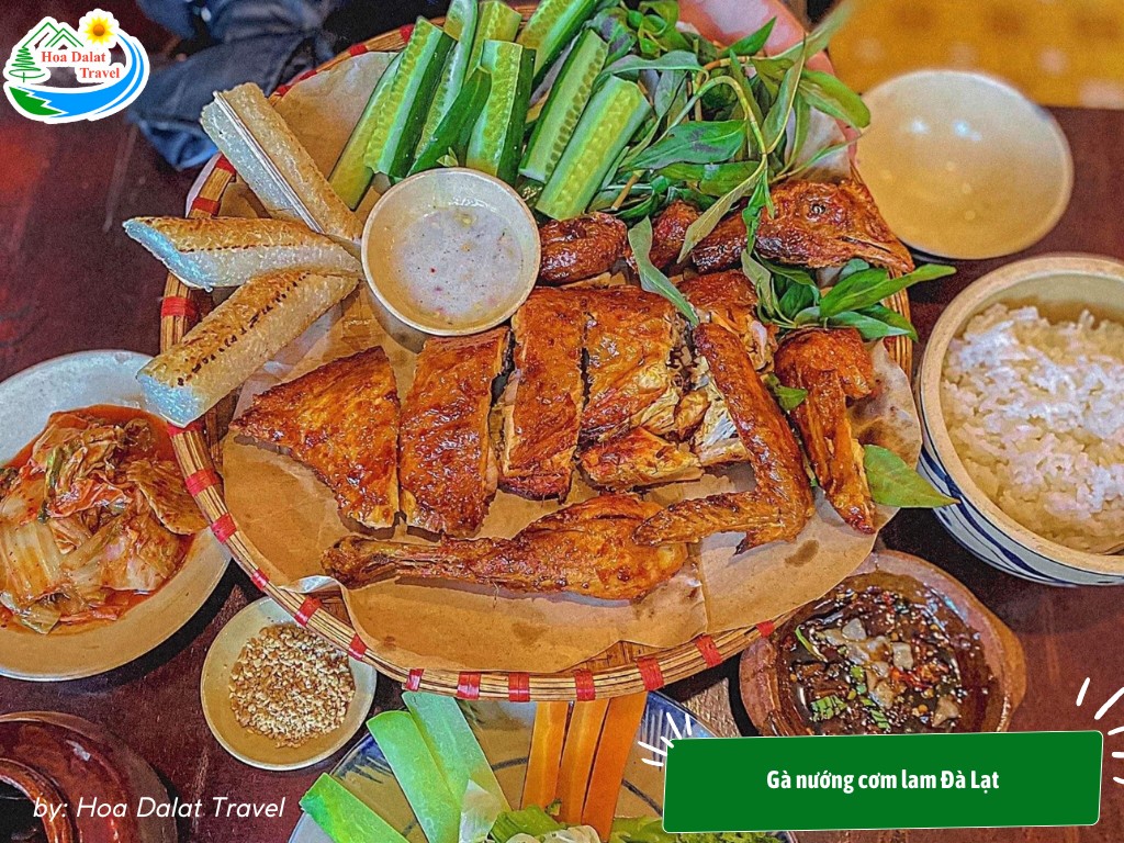 Gà nướng cơm lam Đà Lạt tẩm ướp đậm đà nướng nguyên con