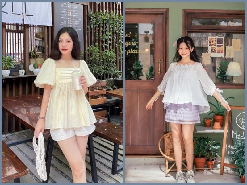 Outfit đi biển cho nữ với áo babydoll và quần short