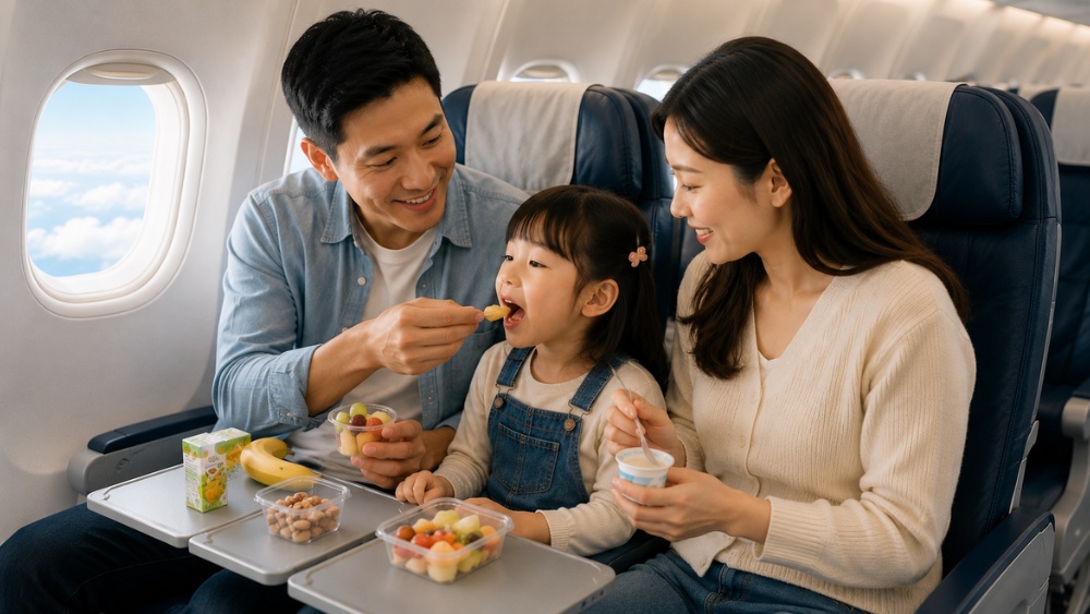 Kinh nghiệm cho trẻ em ăn uống khi đi máy bay