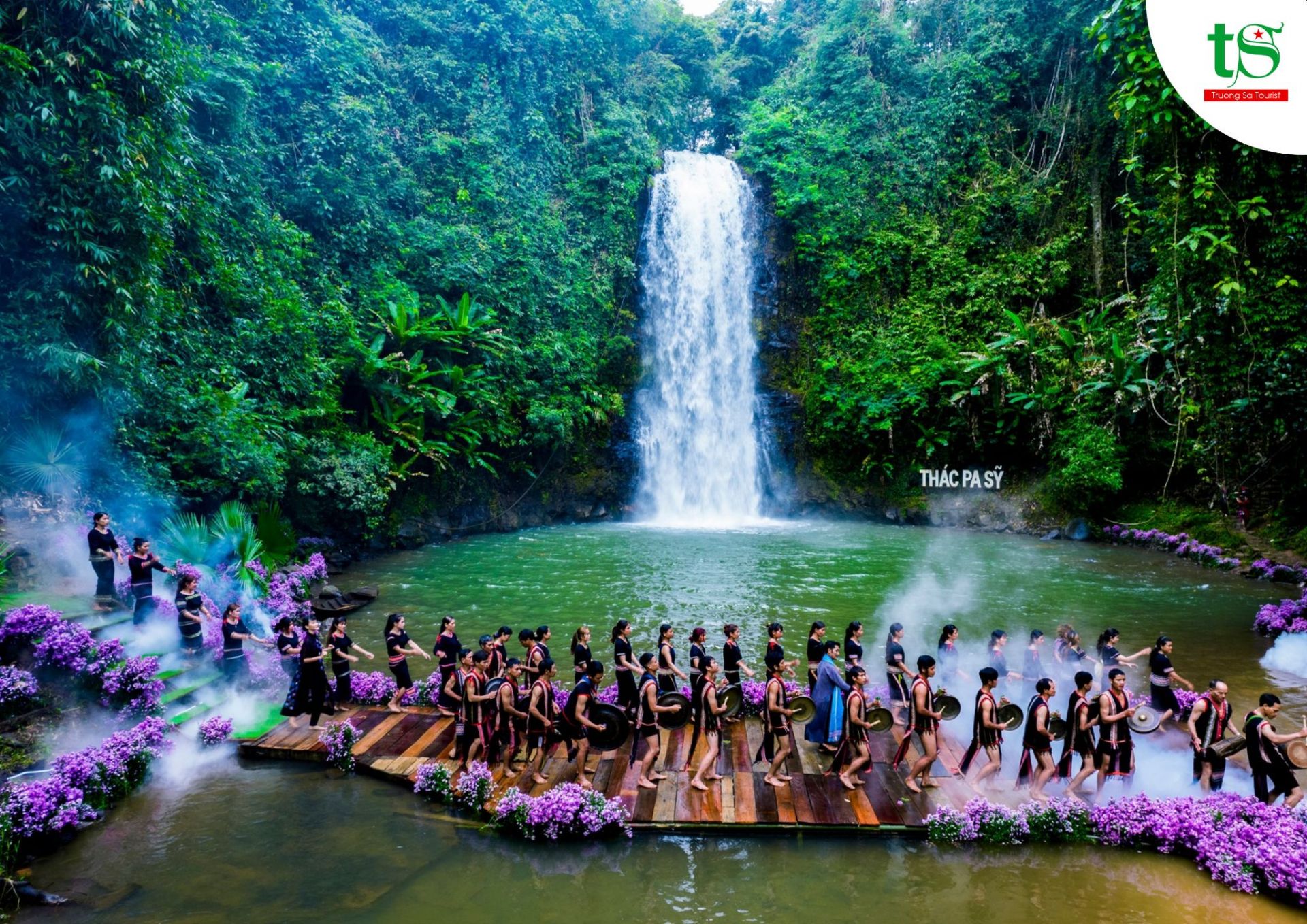 Rừng thông và hồ nước