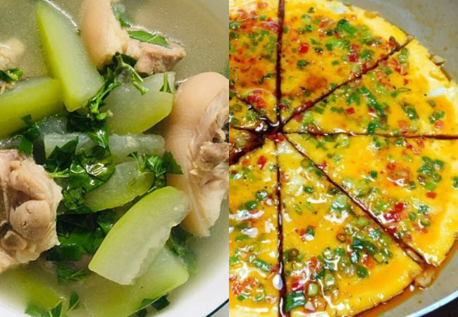 Thực đơn giá rẻ với canh bí đao xương heo và trứng chiên