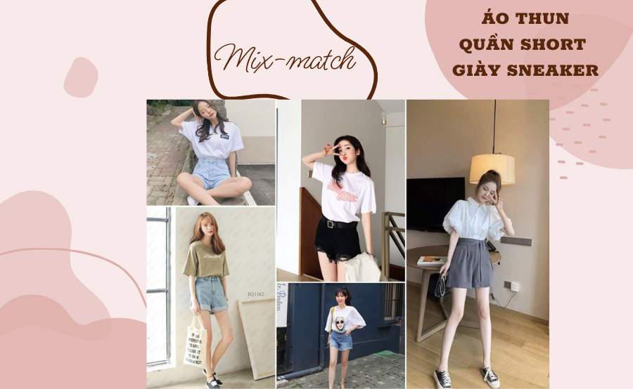 Phối đồ đi du lịch phong cách trẻ trung, năng động với áo thun, quần short và giày sneaker