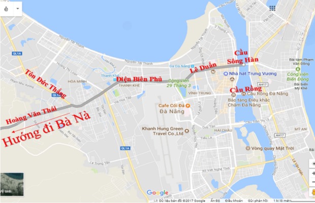 Vị trí Bà Nà Hills và Công viên Châu Á trên bản đồ