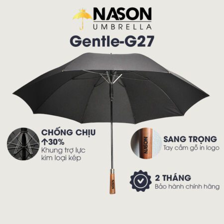 Ô thẳng tay cầm gỗ cho chuyến đi