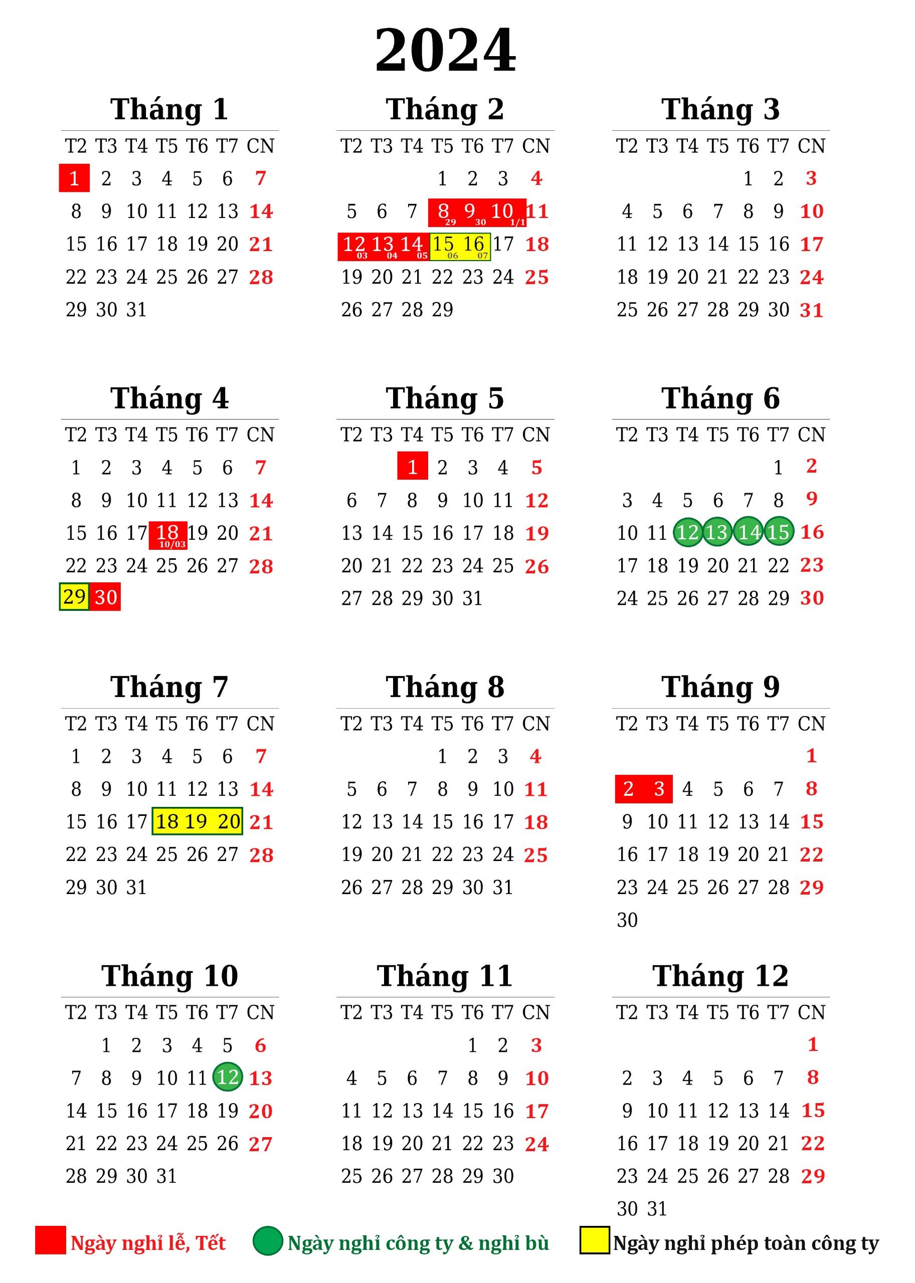 Lịch nghỉ lễ và kế hoạch du lịch