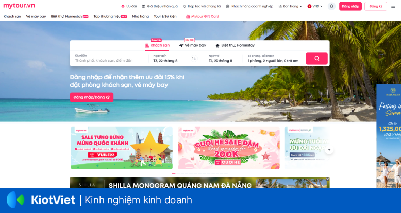 Giao diện ứng dụng Mytour đặt phòng khách sạn giá rẻ