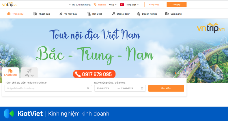 Giao diện ứng dụng Vntrip đặt phòng khách sạn