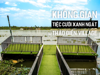 Không gian tiệc cưới xanh mát tại sân vườn