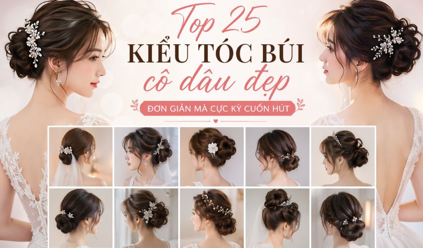 Cô dâu chuẩn bị kiểu tóc búi