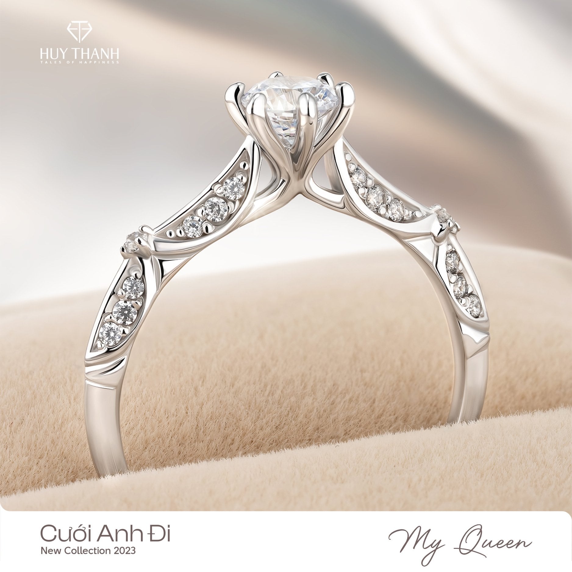 nhẫn cầu hôn My Queen vương miện kim cương lab-grown 4.5 li