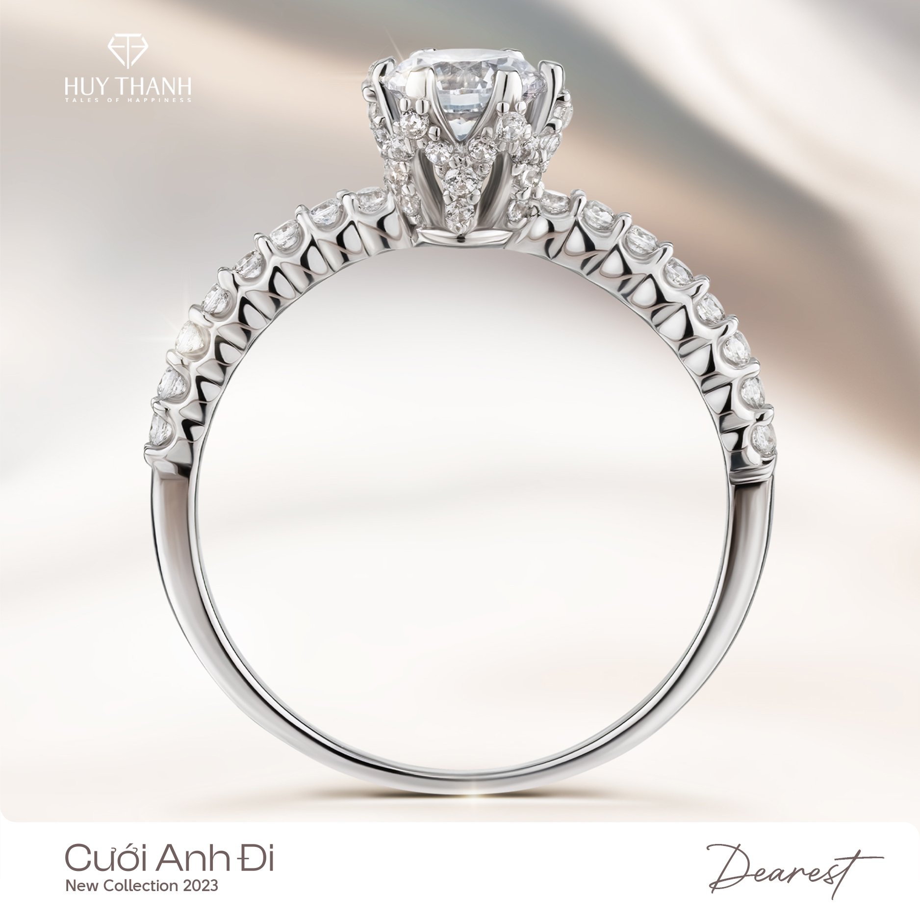 nhẫn cầu hôn Dearest Moissanite 6 chấu ôm đá