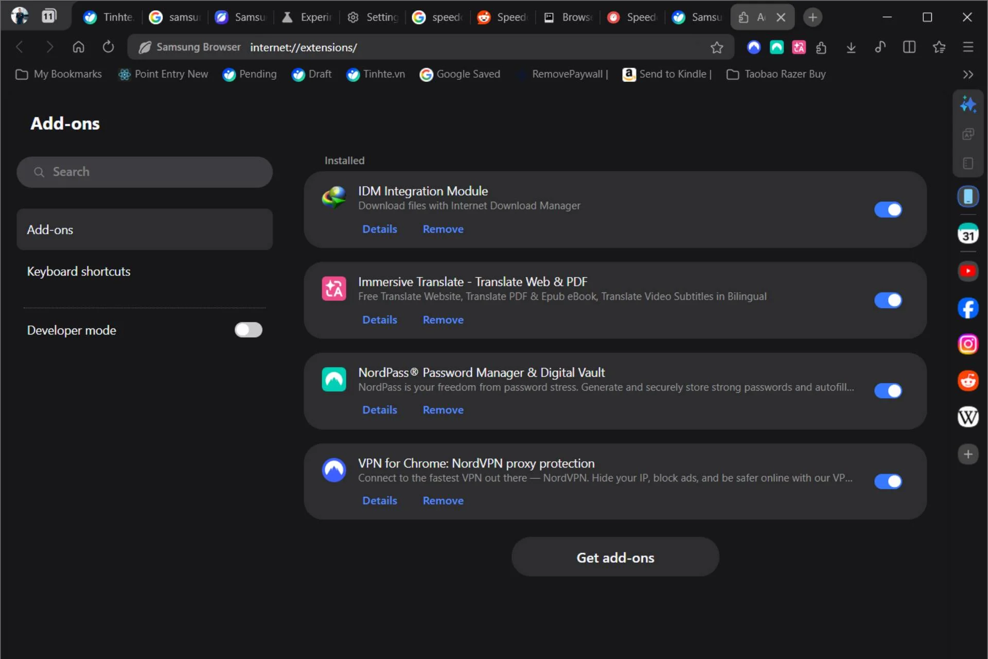 Samsung Browser extension - nguồn từ Tinh Tế