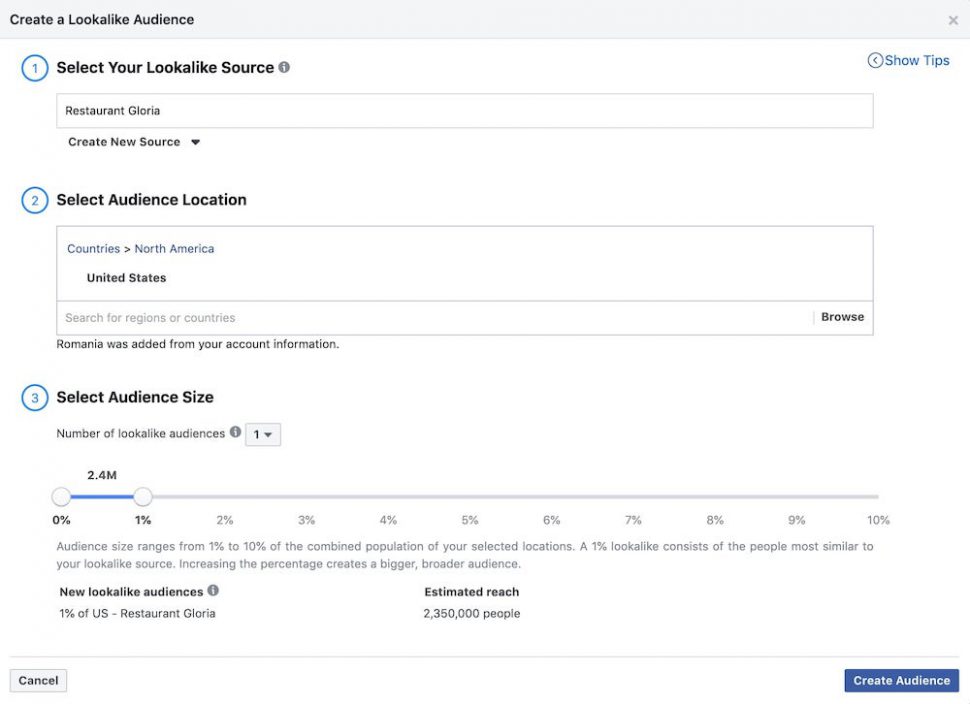 Cách thiết lập đối tượng tương tự trên Facebook Ads