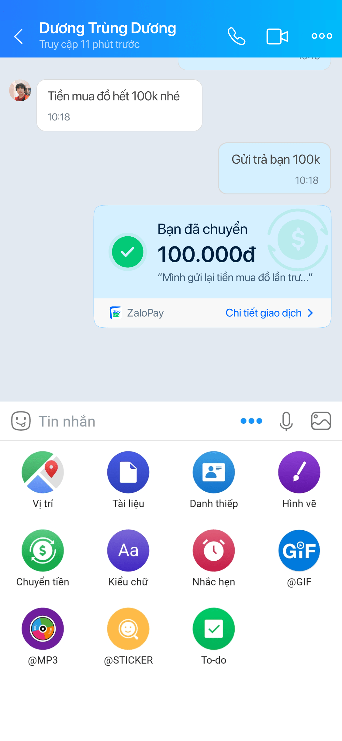 Giao diện ví điện tử trên smartphone