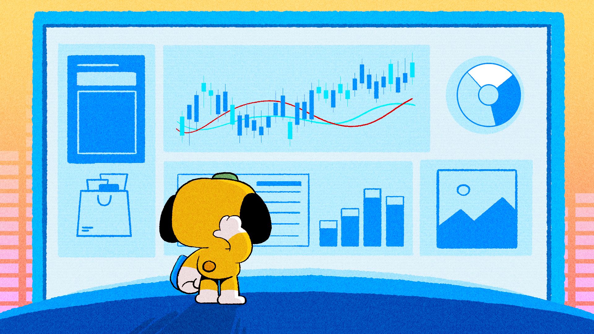 Biểu đồ chỉ số VN-Index trên màn hình máy tính