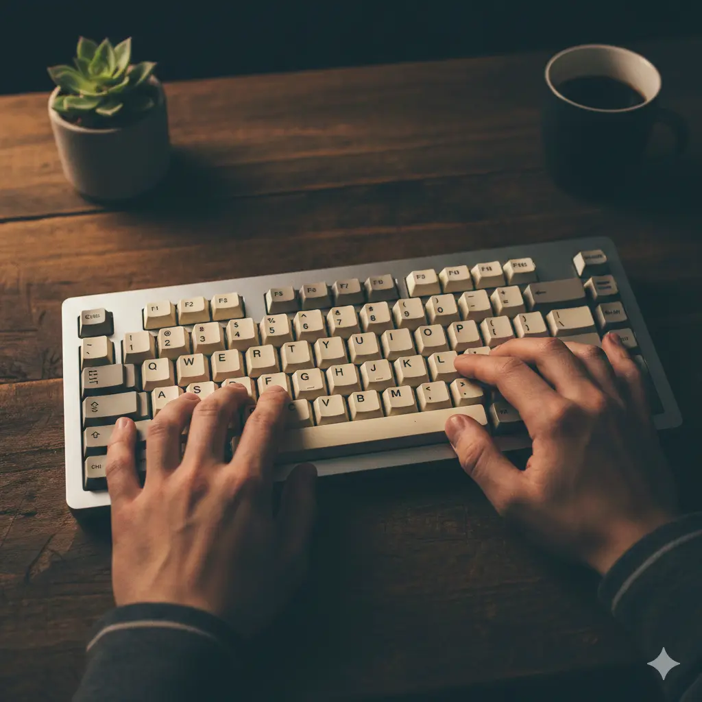 Người đang gõ trên bàn phím laptop