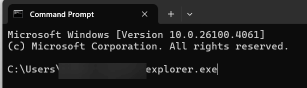 Sử dụng Command Prompt để mở File Explorer