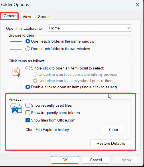 Thay đổi tùy chọn hiển thị trong File Explorer