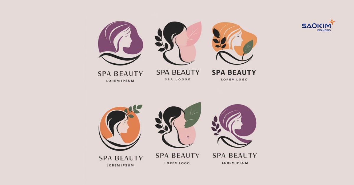Mẫu logo spa biểu tượng người phụ nữ kết hợp với thiên nhiên