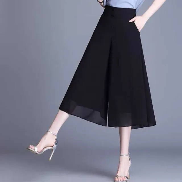 Quần voan lửng ống rộng hai lớp thoáng mát