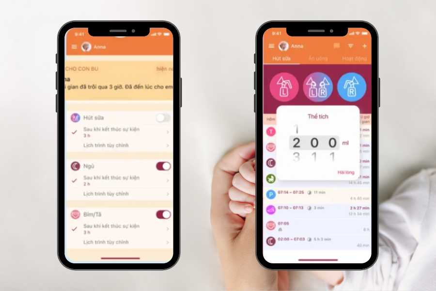 App cho con bú và nhật ký sơ sinh