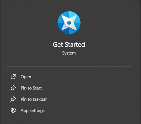Cách mở ứng dụng Get Started trên hệ điều hành mới