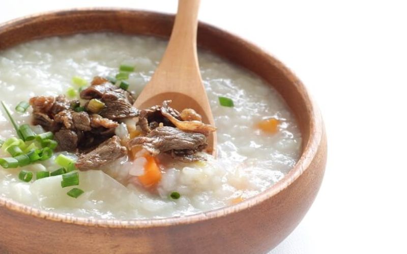 Cháo thịt bò giàu đạm