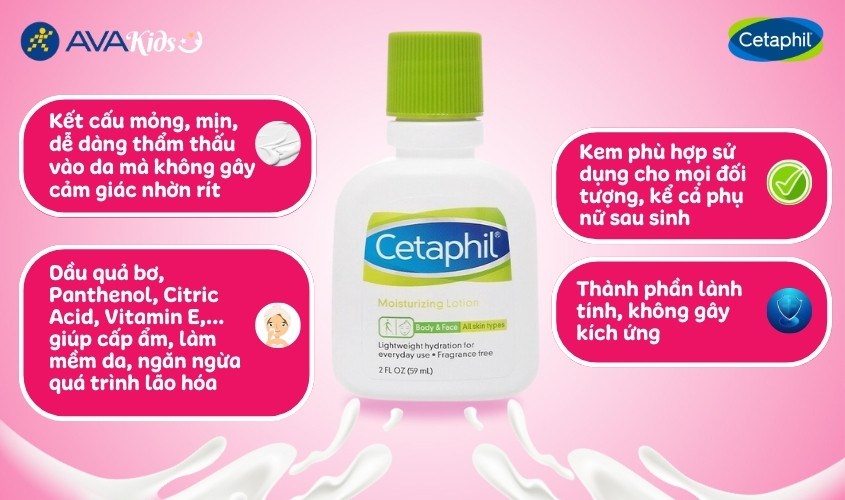 Kem dưỡng ẩm dạng sữa cho da mặt và toàn thân Cetaphil Face & Body Moisturizing Lotion 59 ml