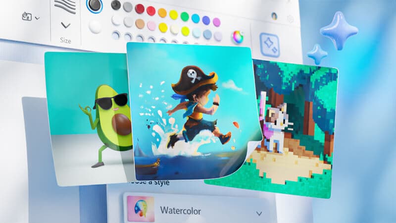 Hình minh họa sáng tạo cho thấy các ý tưởng có thể tạo bằng Paint Cocreator
