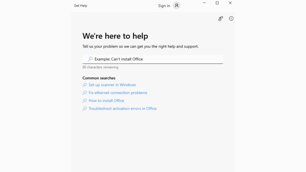 Mở ứng dụng Get Help trên Windows 11