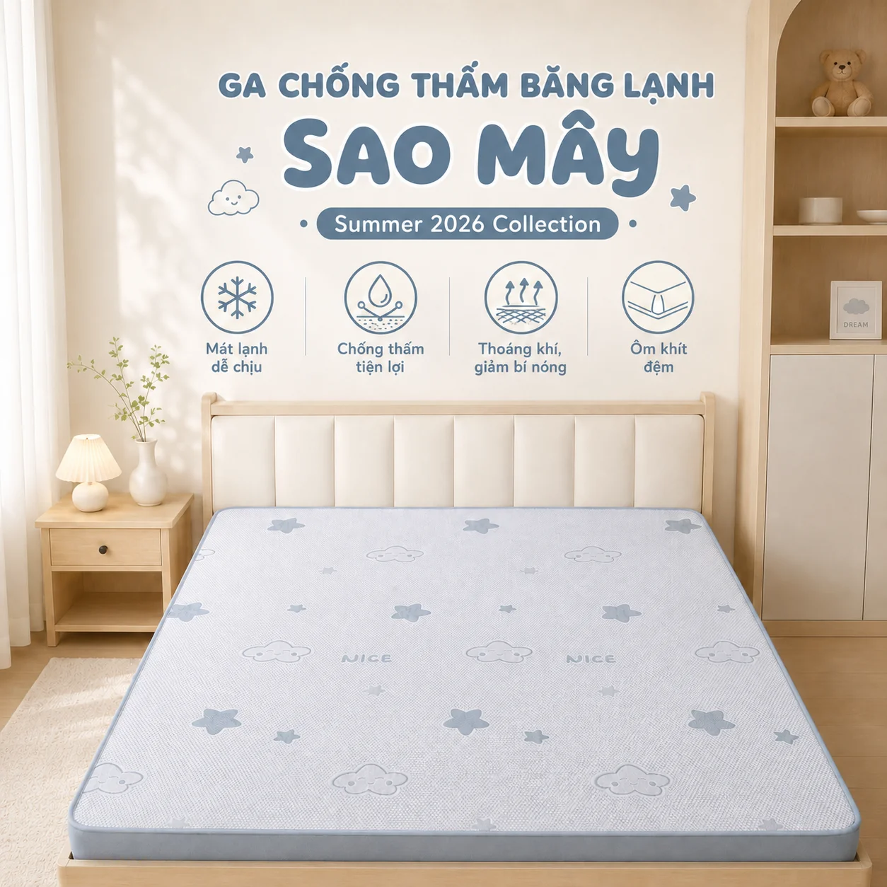 Bề mặt sợi băng lạnh mịn màng và tản nhiệt nhanh
