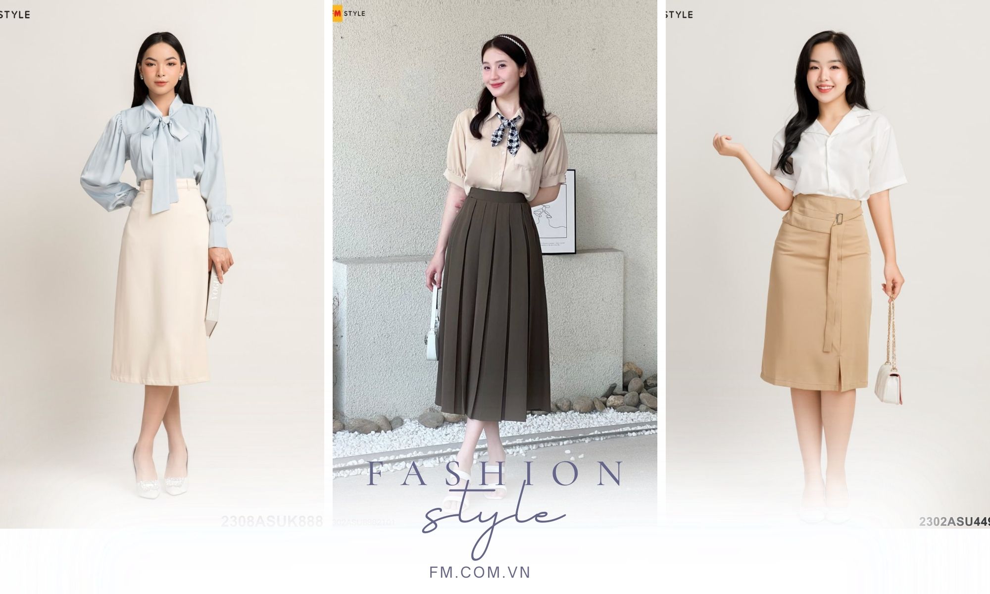 Phối đồ công sở và đi chơi với chân váy dài - nguồn từ maisononline