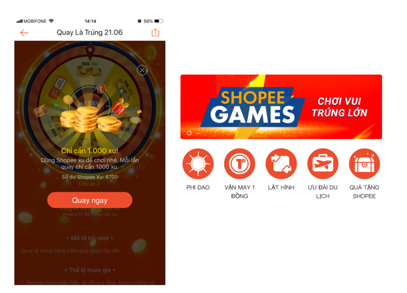 Sử dụng Shopee Xu để tham gia Shopee Games